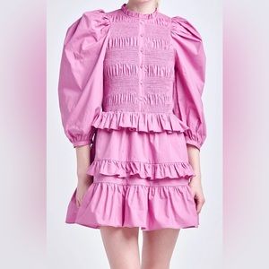 English Factory Pink Ruffle Dress